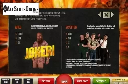 Paytable 1. Kummeli from Play'n Go