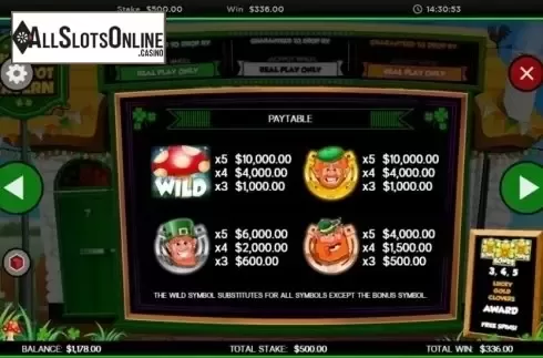 Paytable 1. Luckys Jackpot Tavern from CORE Gaming