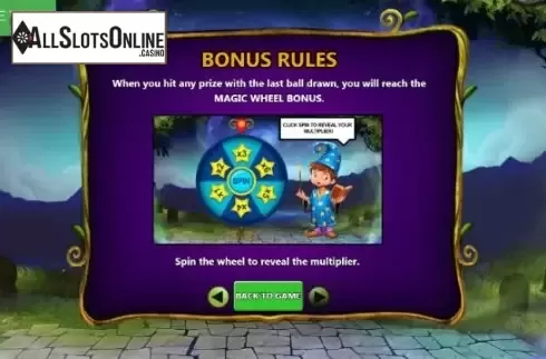 Bonus Screen. Magical Keno from Caleta Gaming