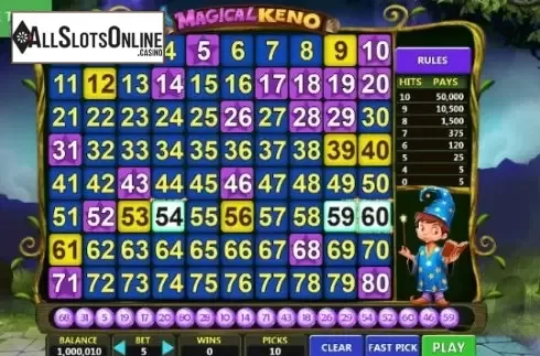 Cash Screen. Magical Keno from Caleta Gaming