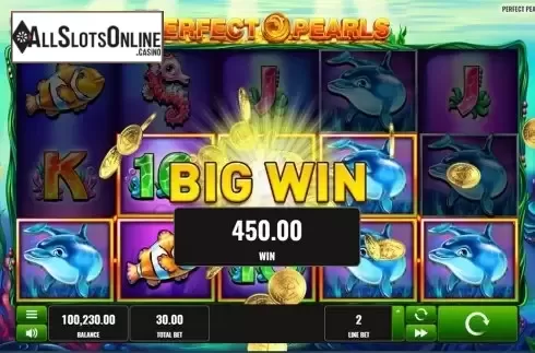 Big win screen. Perfect Pearls from Playreels