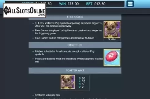 Paytable 1. Puggy Payout from Eyecon