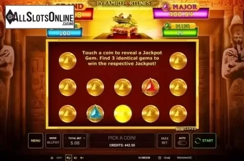 Pick Objects. Pyramid Fortunes from Greentube