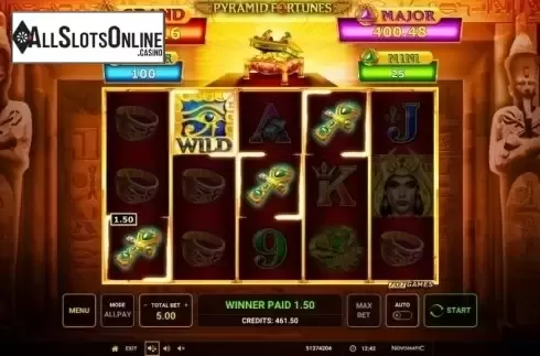 Win Screen. Pyramid Fortunes from Greentube