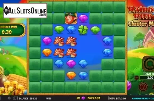 Win Screen 1. Rainbow Riches Cluster Magic from Barcrest