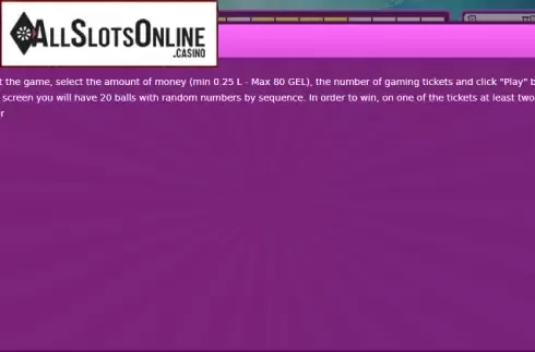 Rules. Slot Bingo from Smartsoft Gaming