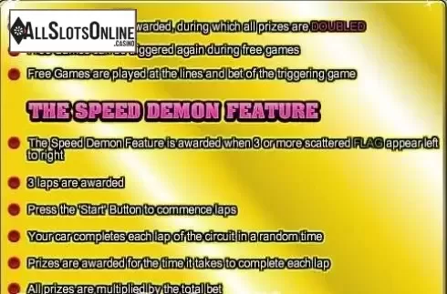 Paytable 4. Speed Demon from Bwin.Party