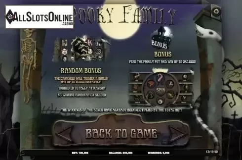 Paytable 1. Spooky Family from iSoftBet