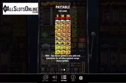 Paytable 2. Supershots from Leander Games