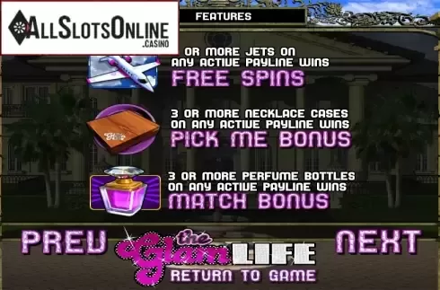 Paytable 2. The Glam Life from Betsoft