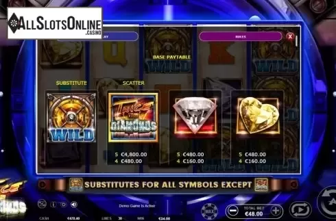 Paytable 1. Twice the Diamonds from Ainsworth