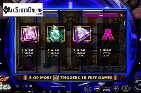 Paytable 2. Twice the Diamonds from Ainsworth