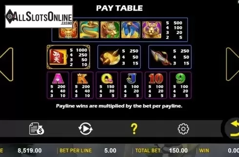 Paytable screen 1. Wu Yun Thuan Shuo from Aspect Gaming