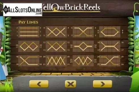 Paytable screen 2. Yellow Brick from Arrows Edge