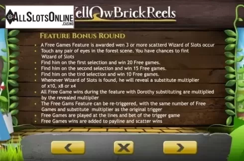 Information screen. Yellow Brick from Arrows Edge