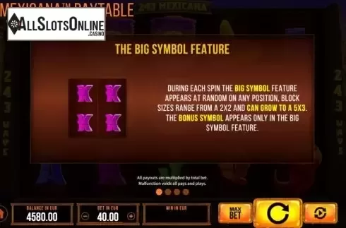 Big symbol screen. 243 Mexicana from SYNOT