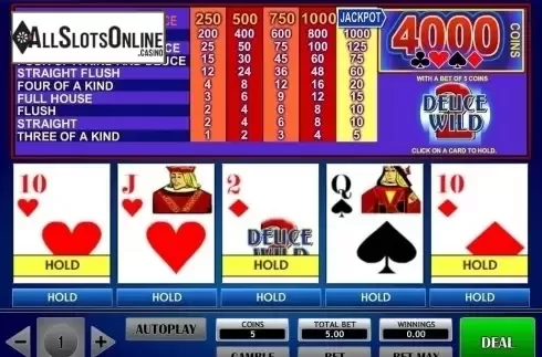 Game Screen. 2 Deuce Wild Poker from iSoftBet