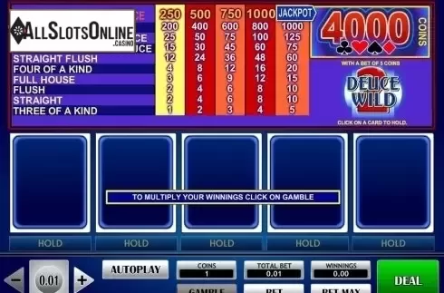 Game Screen. 2 Deuce Wild Poker from iSoftBet