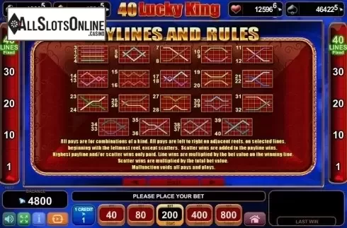 Paytable 4. 40 Lucky King from EGT