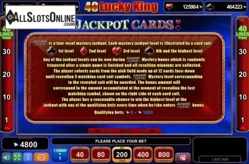 Paytable 3. 40 Lucky King from EGT