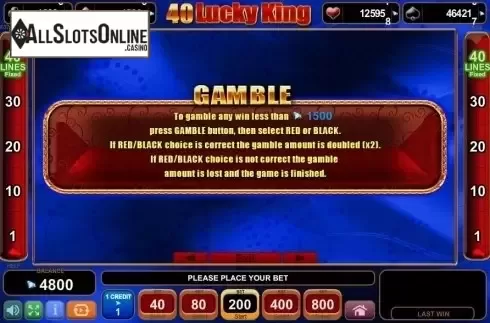 Paytable 2. 40 Lucky King from EGT