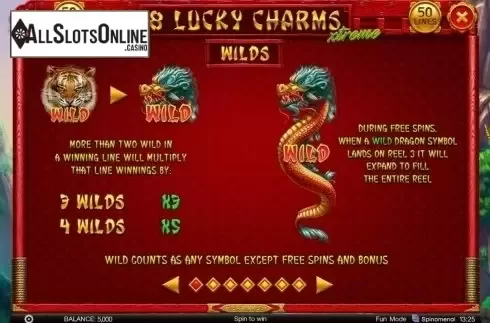 Paytable. 8 Lucky Charms Xtreme from Spinomenal