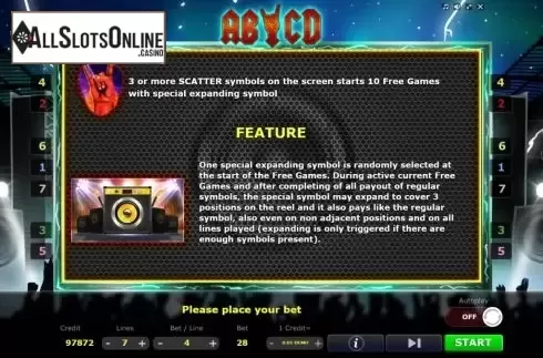 Symbols screen. AB-CD from Five Men Games