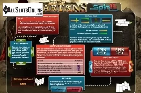 Paytable 2. Age of Spartans Spins16 from Genii
