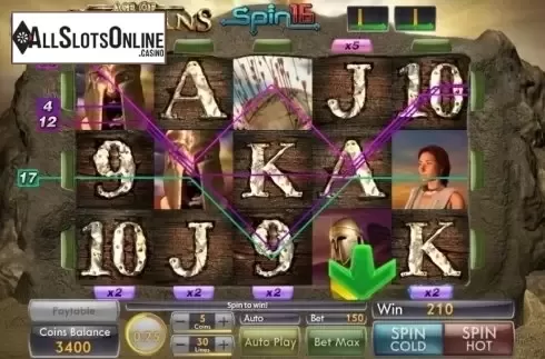 Win Screen . Age of Spartans Spins16 from Genii