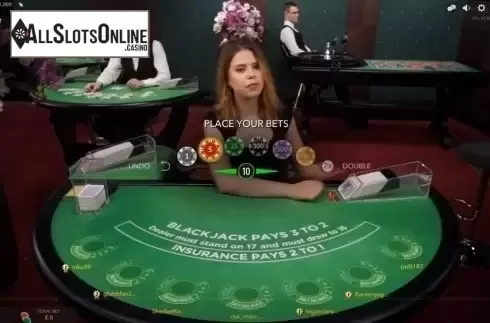 Game Screen. Blackjack A from Evolution Gaming