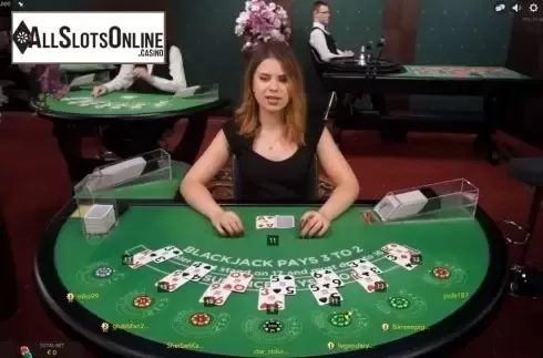 Game Screen. Blackjack A from Evolution Gaming
