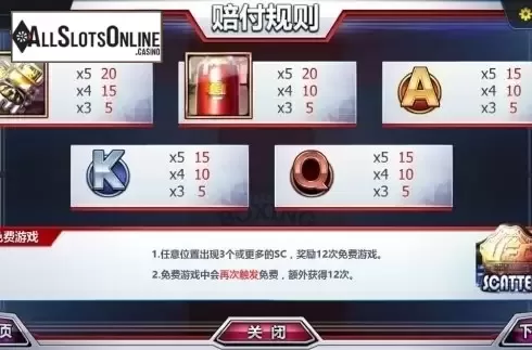 Paytable 2. Boxing Arena from Dream Tech