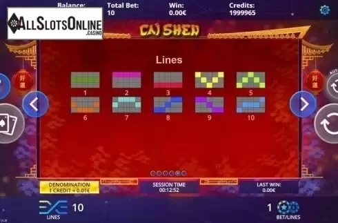 Paylines. Cai Shen from DLV