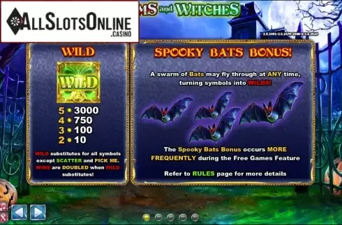 Paytable 1. Charms and Witches from Side City
