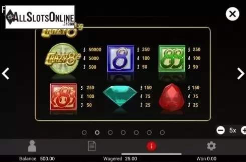 Paytable. Crazy 8's from TOP TREND GAMING