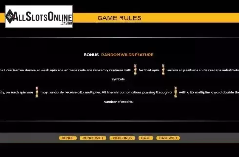 Random Wild feature screen