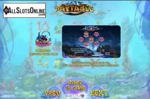 Paytable 4. Dolphins Treasure from Evoplay Entertainment