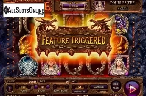 Feature triggered screen. Dragon's Throne from Habanero