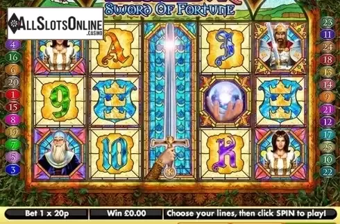 Game Workflow screen. Excalibur Sword of Fortune from Gamesys