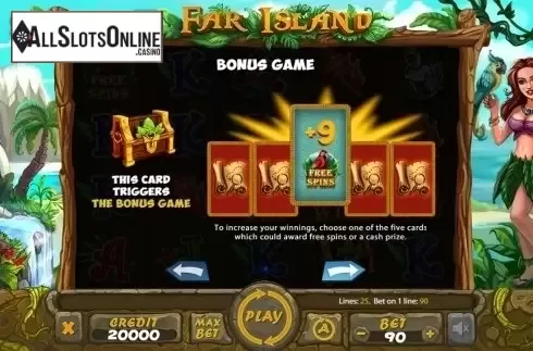 Paytable 2. Far Island from X Card