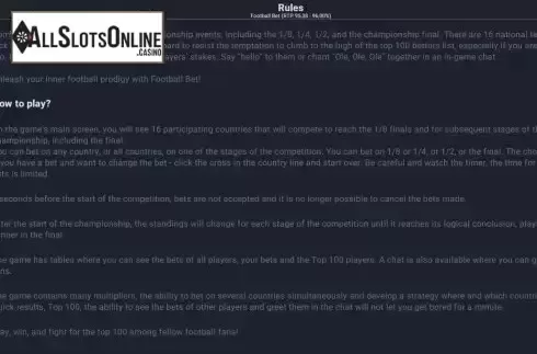 Rules screen
