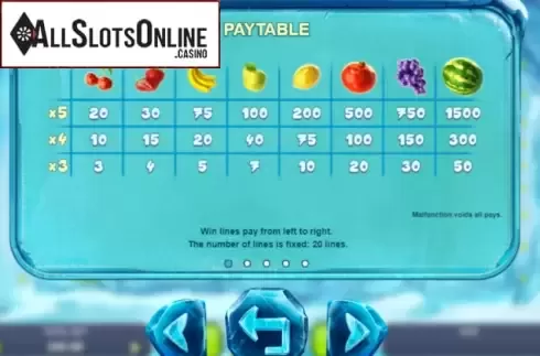 Paytable 1. Fruity Frost from Booongo