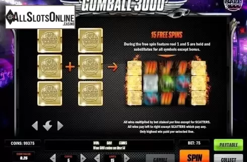 Paytable 2. Gumball 3000 from Play'n Go
