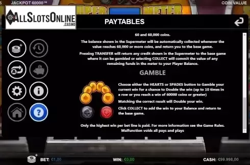 Risk/Gamble screen