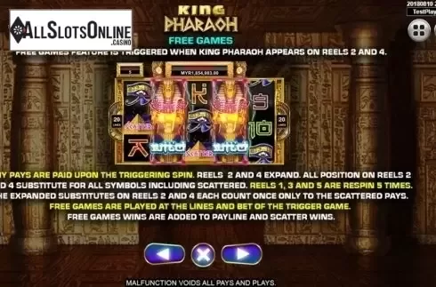 Paytable 3. King Pharaoh from Spadegaming