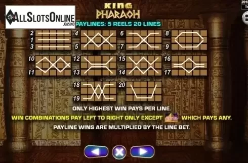 Paytable 1. King Pharaoh from Spadegaming