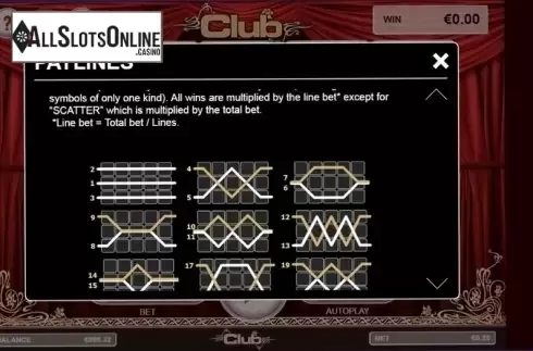 Paytable 2. Kulup (Club) from Leander Games