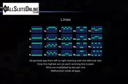 Pay Lines screen