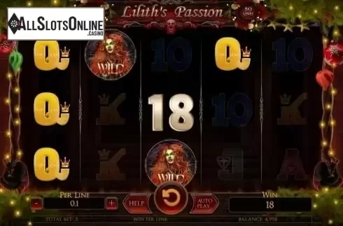 Win Screen. Lilith's Passion Christmas Edition from Spinomenal