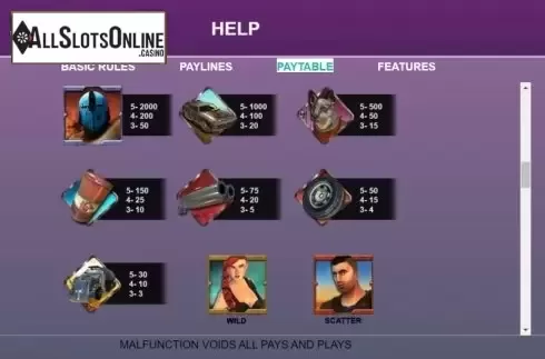 Paytable screen 1. Mad Road from Arrows Edge